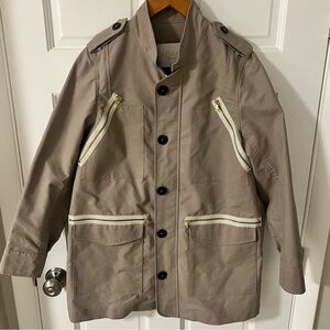 Adam Lippes Tan Military Utility Jacket Zipper/Button Closure Designer Size 8